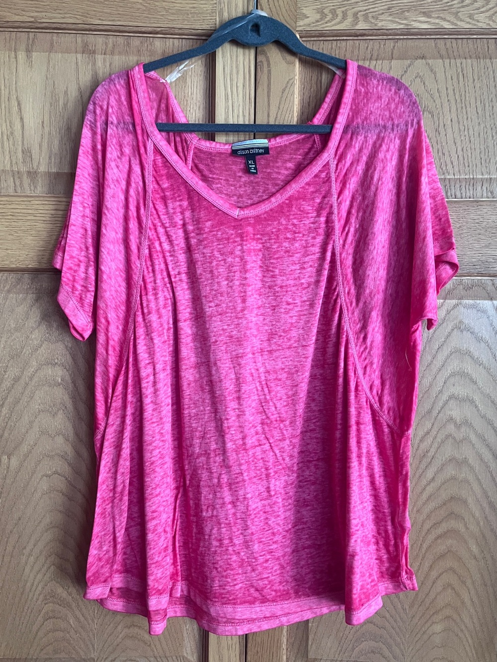 Allison Brittney Hot Pink V-Neck Short Sleeve Tee